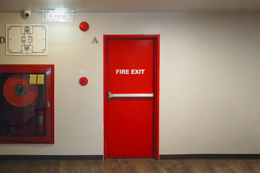 Emergency fire exit door