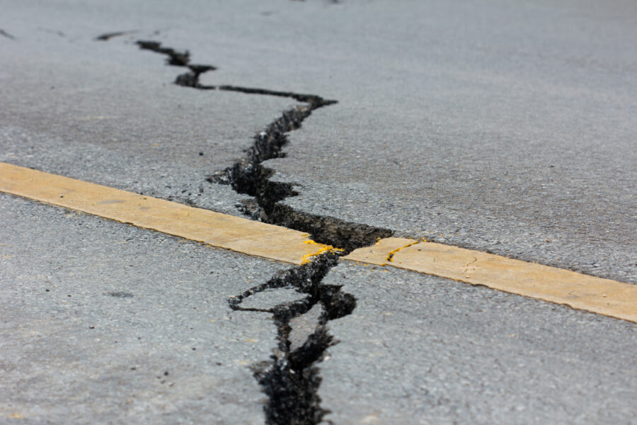 Broken road by an earthquake